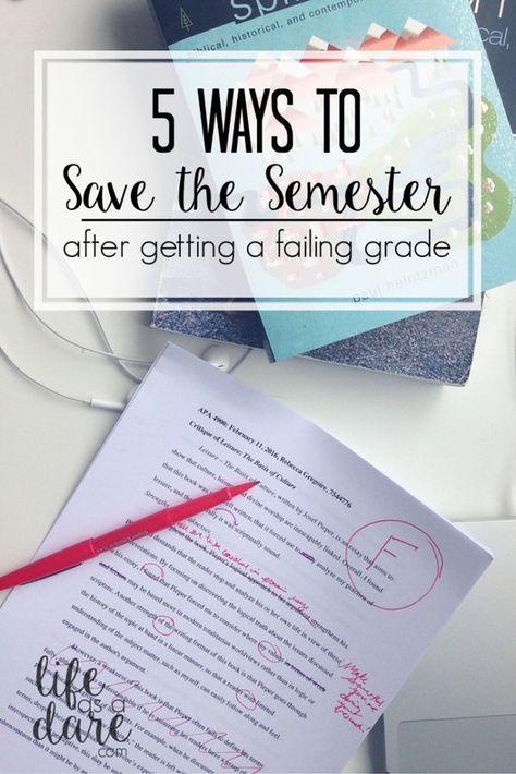 Here are 5 ways to save the semester and improve grades after getting a failing mark! Great tips for organization and being a better student! Improve Grades, Low Grades, College Success, College Survival, College Organization, College Advice, School Tips, College Study, Online College