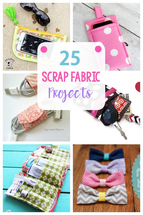 25 Fun Ways to Use Your Fabric Scraps-These scrap fabric projects are super easy sewing ideas that will help you use up all those little pieces of leftover fabric. #sew #sewing #pattern #easysewing Fat Quarter Projects, Scrap Fabric Projects, Sewing Dress, Beginner Sewing Projects Easy, Scrap Fabric, Leftover Fabric, Creation Couture, Sewing Projects For Beginners, Sewing Skills