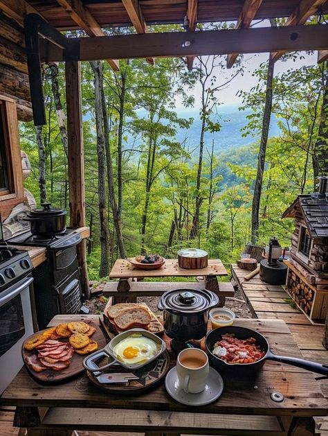 Mountain Cabins Mountain Cabins, Building A Cabin, Food Table, Outdoor Kitchens, Dream Room Inspiration, Mountain Cabin, Hobby Farms, Dream Room, Aesthetic Food