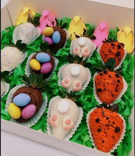 Strawberry Easter Cupcakes, Easter Themed Strawberries, Pride Chocolate Covered Strawberries, Easter Egg Strawberries, Easter Edible Arrangements, Easter Strawberries Ideas, Easter Theme Chocolate Covered Strawberries, Easter Dipped Strawberries, Bunny Chocolate Covered Strawberries