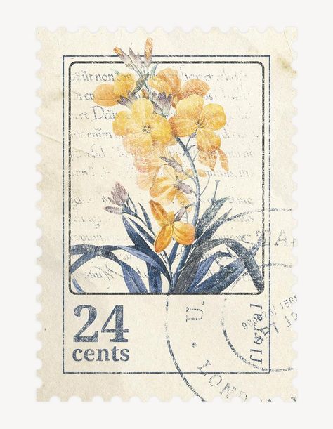 Ephemera flower postage stamp graphic, aesthetic illustration | premium image by rawpixel.com / Tang Aesthetic Stamps, Flower Aesthetic Vintage, Vintage Stamps Postage, Stamp Illustration, Stamp Postage, Whimsical Art Journal, Postage Stamp Design, Postcard Stamps, Png Flower