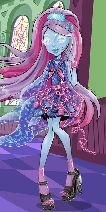 Kiyomi Haunterly . Daughter of the noppera _ bo [ faceless ghost ] . Age 16 . Monster High Kiyomi Haunterly, Ghost Cartoon Character, Pink Characters Cartoon, Monster High Ghost, Kiyomi Monster High, Monster High Kiyomi, Faceless Ghost, Kiyomi Haunterly, Monster High Lagoona