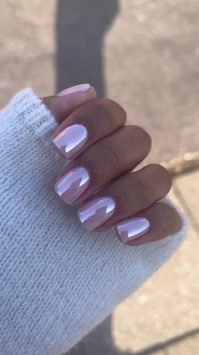 Short Biab Nails Chrome, Biab Chrome Nails, Bubblebath Nails Chrome, Nail Ideas Biab, Chrome Biab Nails, Biab Inspo Nails, Non Acrylic Nail Ideas, Nail Aesthetic Designs, Chrome Nails Short Square