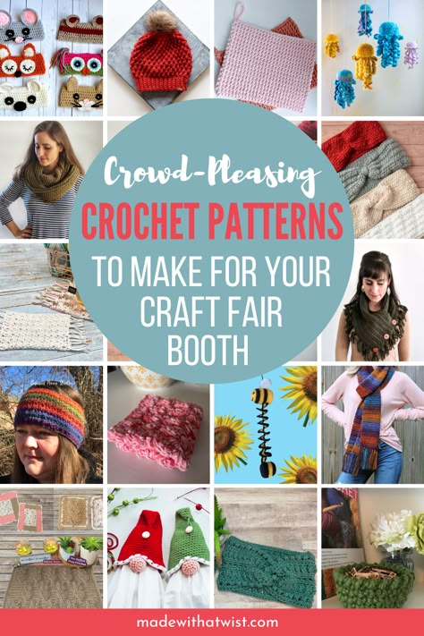 Craft fair shoppers are looking for products that are eye-catching, fun, and provide a good value. Check out 17 best selling designs from successful crochet designers. Whip up one or more of these crowd-pleasers today to add variety to your craft fair booth! #topsellingcrafts #craftfairideastosell #handmadegifts Selling Crochet Items, Craft Fair Ideas To Sell, Craft Fair Booth, Crochet Projects To Sell, Crochet Craft Fair, Fall Craft Fairs, Best Crochet Patterns, Quick Crochet Projects, Fair Booth