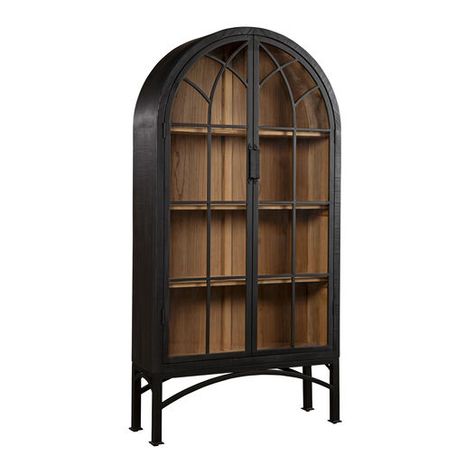 Astle Reclaimed Wood And Iron Display Cabinet by World Market Black Display Cabinet, Cathedral Design, Cozy Den, Dark Home, Mcgee & Co, Forging Metal, Tall Cabinet, Curio Cabinet, Black Cabinets