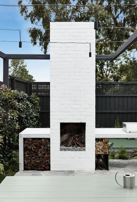 Outdoor Barbecue, Backyard Fireplace, The Local Project, An Exercise, Brick Fireplace, Outdoor Bbq, The Design Files, Fireplace Design, Back Garden