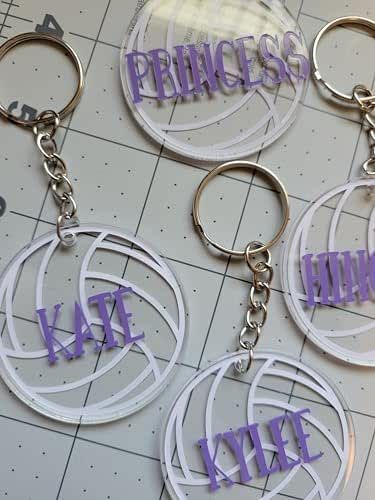 Personalized Sports Keychains - Name Tags, Bag Tags, Party Favors, End-of-season gift, Team Gifts, Coach gifts (Volleyball) Keychain On Bag, Sports Keychains, Volleyball Keychain, Volleyball Coach Gifts, Kitchen Clothes, Volleyball Gifts, Bag Ideas, Coach Gifts, Team Gifts