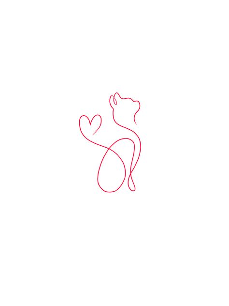 Minimal Tattoo Cat Simple, Line Art Tattoos Cat, Cute Cat Line Art, Simple Cat Tattoos For Women, Cute Cat Tattoo Designs, Cat One Line Tattoo, Elegant Cat Tattoo, Simplistic Cat Tattoo, Cat Line Drawing Tattoo