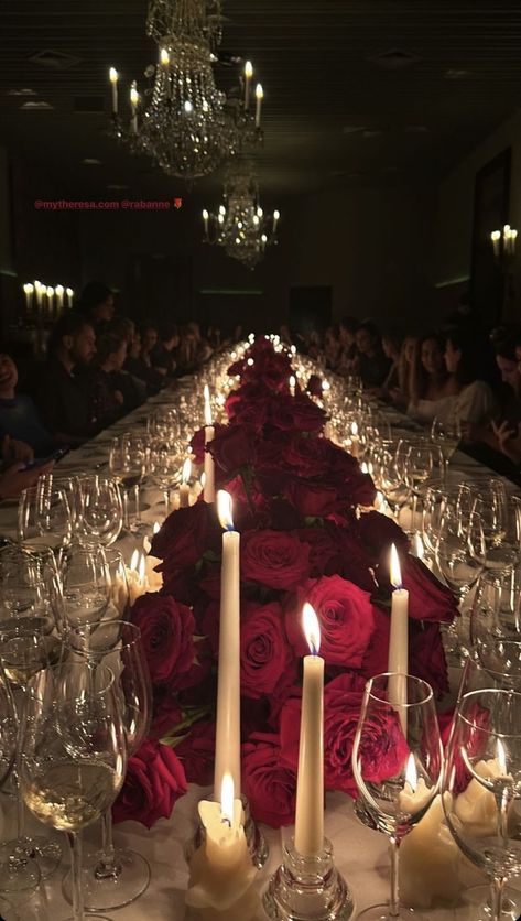 Red Rose Dinner Party, Dark Red Wedding Aesthetic, Moody Red Wedding, Phantom Of The Opera Wedding, Saltburn Party, Red Table Settings, Cherry Wedding, Dark Red Wedding, Birthday Behavior