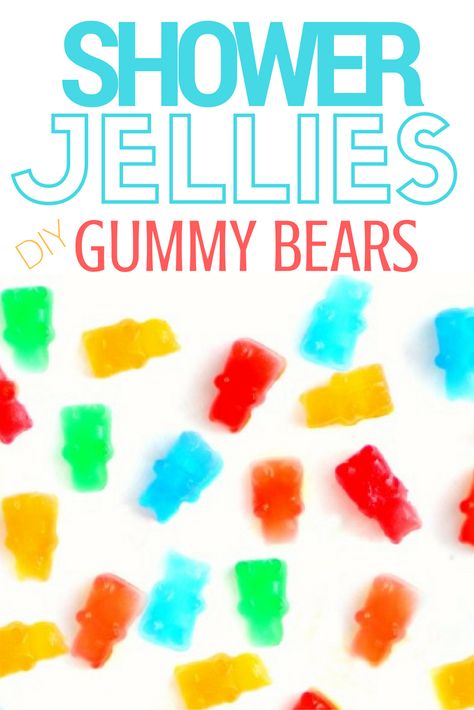 DIY-Shower-Bath-Gummy-Bear-Jellies (LUSH Inspired) Gummy Bear Soap, Shower Jellies Diy, Soap Jellies, Lush Shower Jelly, Lush Diy, Bath Jellies, Diy Lush, Shower Jelly, Rainbow Bath Bomb