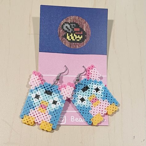 Zootopia Perler Beads, Perler Bead Art Ideas Kawaii, Peeler Beads Earrings, Penguin Perler Bead Patterns, Perler Beads Big Designs, Peeler Bead Earring Ideas, Blue Perler Bead Patterns, Simple Perler Bead Patterns, Perler Bead Art Ideas