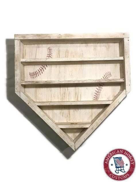 Baseball Display, Baseball Shelf, Baseball Display Shelf, Home Plate Baseball Shelf, Home Plate Shadow Box, Baseball Shadow Box by AmericanHoneyCustom on Etsy https://www.etsy.com/listing/550677940/baseball-display-baseball-shelf-baseball Baseball Shelf, Baseball Diy, Baseball Bedroom, Baseball Display, Baseball Crafts, Sport Bedroom, Baseball Room, Baseball Decor, Sports Room