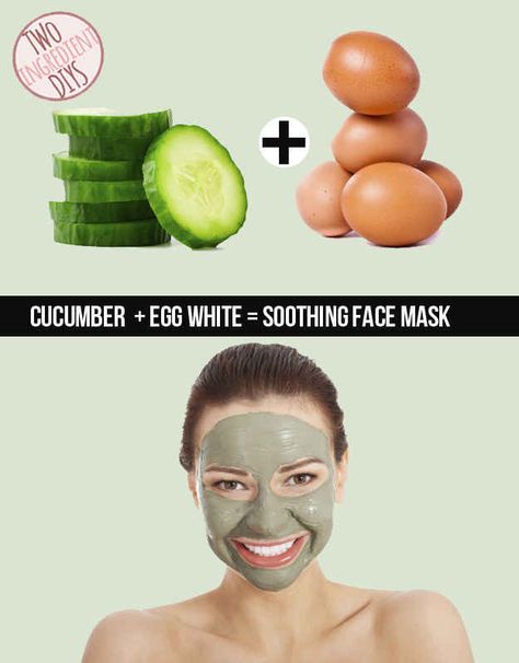 Mix a soothing face mask from cucumber and egg white. | 27 Insanely Easy Two-Ingredient DIYs Soothing Face Mask, Face Mask Recipe, Mascara Facial, Homemade Face Masks, Homemade Face, Egg White, Beauty Recipe, Diy Skin Care, Diy Skin