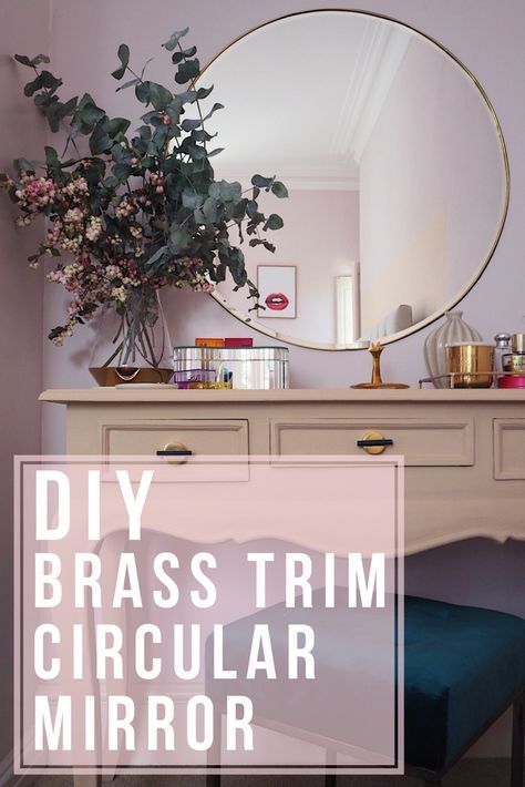 Framing A Round Mirror Diy, Circular Mirror Diy, Round Mirror Frame Diy, Diy Round Mirror Frame Ideas, Frame Mirror Diy, Gold Trim Mirror, Diy Round Mirror, Big Round Mirror, Diy Mirrors