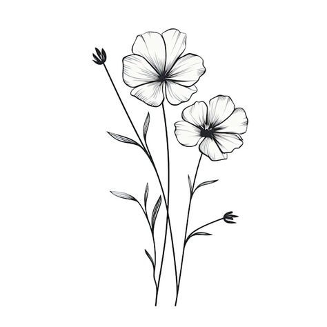 Dessin Au Trait De Fleurs Minimaliste Su... | Premium Photo #Freepik #photo #nature #esthetique #contemporain #moderne Photo Nature, Premium Photo