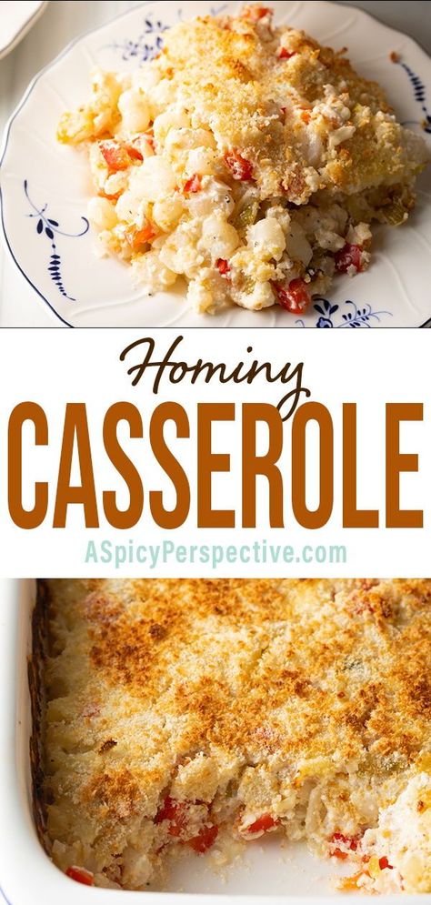 Hominy Casserole Pioneer Woman, Hominy Casserole Recipes, Hominy Recipes Casseroles, Hominy Recipes Side Dishes, Smoked Hominy And Cheese, Fried Hominy Recipes, Hominy Salad Recipe, Hominy Dip, Recipes Using Canned Hominy