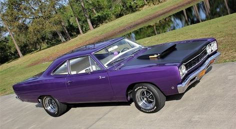 1968 Plymouth Roadrunner “Purple Haze” – RacingJunk News Roadrunner Car, 1968 Plymouth Roadrunner, Dodge Charger Models, Plymouth Muscle Cars, Mopar Muscle Cars, Plymouth Roadrunner, Purple Camo, Vintage Muscle Cars, Classic Cars Trucks Hot Rods