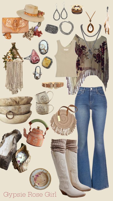 #westernoutfit #punchyoutfit #cowpoke #westernasthetic #cowboy #cowgirl #boho #bohoaesthetic Punchy Outfits, Boho Fits, Cottagecore Outfits, Boho Cowgirl, Concert Looks, Cowgirl Outfits, Cowboy Cowgirl, Lovely Clothes, Hippie Outfits