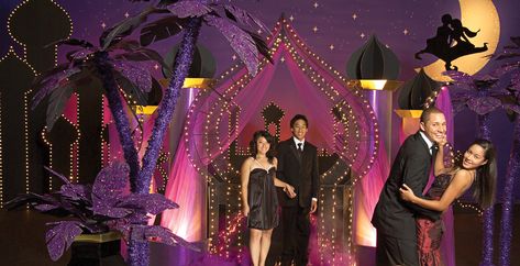 Night Prom Theme, Desert Palm Trees, Aladdin Wedding Theme, Arabian Nights Prom, Aladdin Wedding, Arabian Party, Arabian Theme, Arabian Nights Theme, Parade Float Supplies