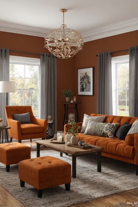 Unleash the Spicy Pumpkin Magic with the rich warmth of Pumpkin Spice (BM 2162-30) in your daily routine as an interior designer in 2024! #Ad #homedecor #homedesign #wallpaints2024 #Painthome #interiorarchitecture Wall Colors Green Living Room Colors Bright Living Room Colors Apartment Renovation Living room Remodeling Modern Paint Colors 2024 Orange Wall Color Living Room, Living Room Color Scheme Ideas Bright, Orange Wall Living Room, Colorful Living Room Bright, Renovation Living Room, Living Room Victorian, Paint Colors 2024, Best Wall Paint, Pumpkin Magic