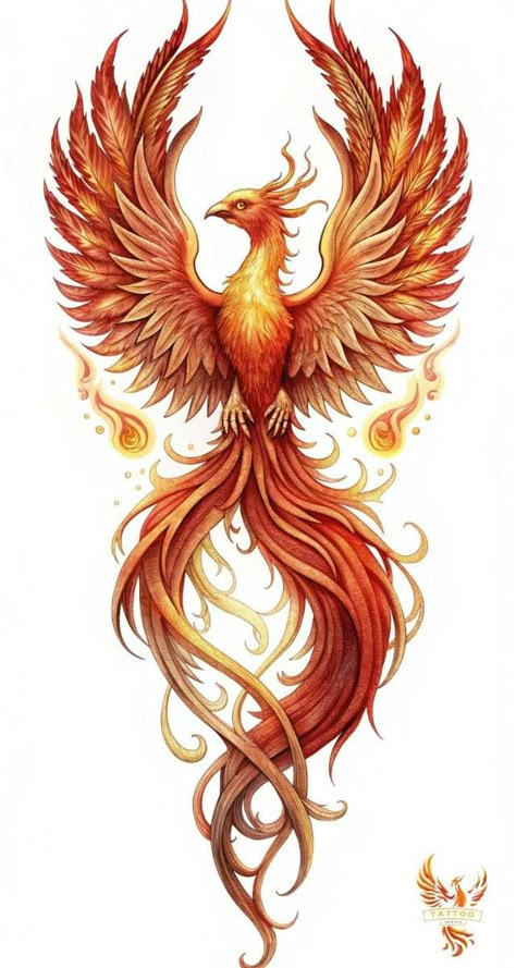 Fire Bird Tattoo, Fire Phoenix Tattoo Feminine, Fire Dragon Tattoo, Mp Tattoo, Fire Phoenix Tattoo, Gryphon Tattoo, Feniks Tattoo, Phoenix Tattoo Men, Phoenix Tattoo Sleeve