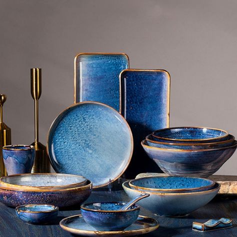 Dinnerware Sets Rustic, Blue Dinnerware Sets, Rustic Dinnerware, Ceramic Dinner Set, Ceramic Dinner Plates, Blue Dishes, Blue Dinnerware, Ceramic Dinnerware Set, Stoneware Dinnerware Sets