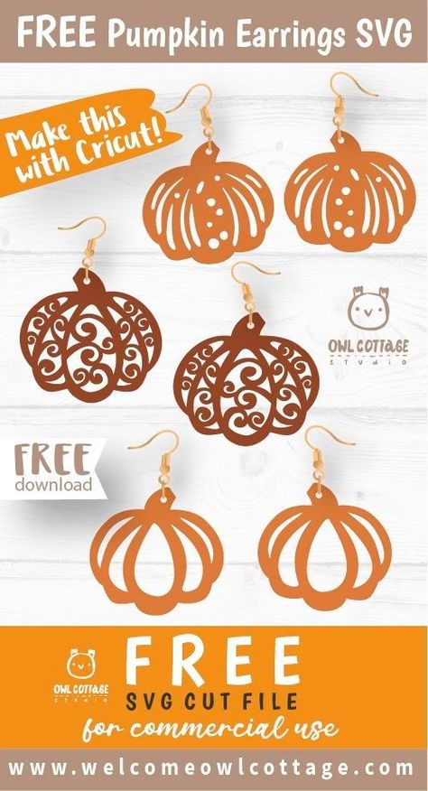 Earrings Template, Cottage Studio, Earrings Fancy, Cricut Explore Projects, Diy Leather Earrings, Fall And Thanksgiving, Cricut Halloween, Cricut Projects Beginner, Pumpkin Svg