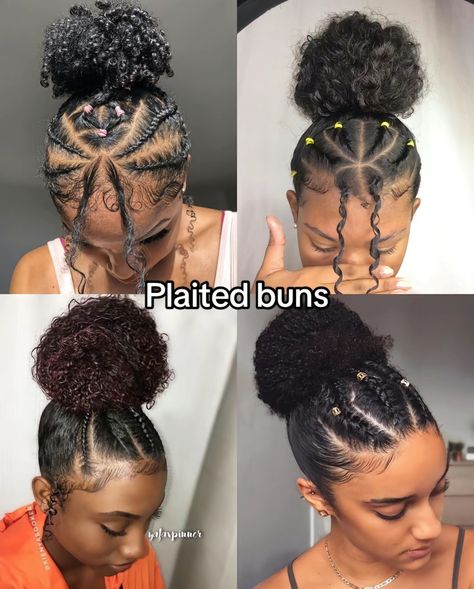 Braided Buns For Black Women, Buns For Black Women, Bun Black Hair, Braided Bun Black Hair, Plaited Bun, Braided Buns, Braided Bun, Women Diy, Plaits