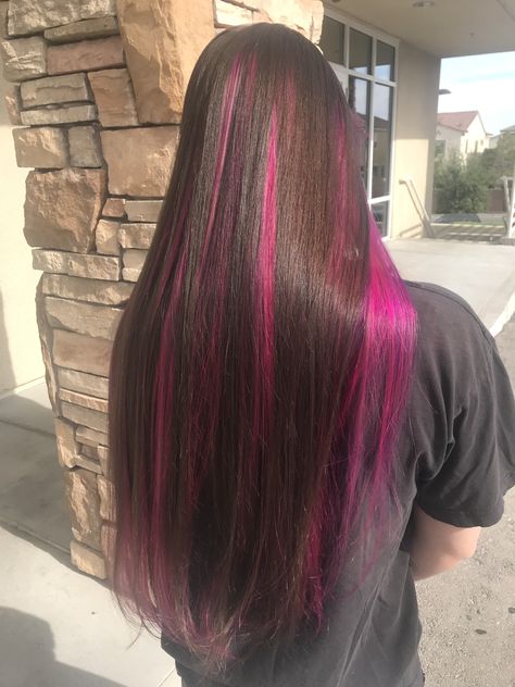 Hot bright pink peek a boo Pink Peak A Boo, Peak A Boo, Hair Dyed, Dye Ideas, Hair 2024, Peek A Boo, Hair Dye, Cut And Color, Bright Pink