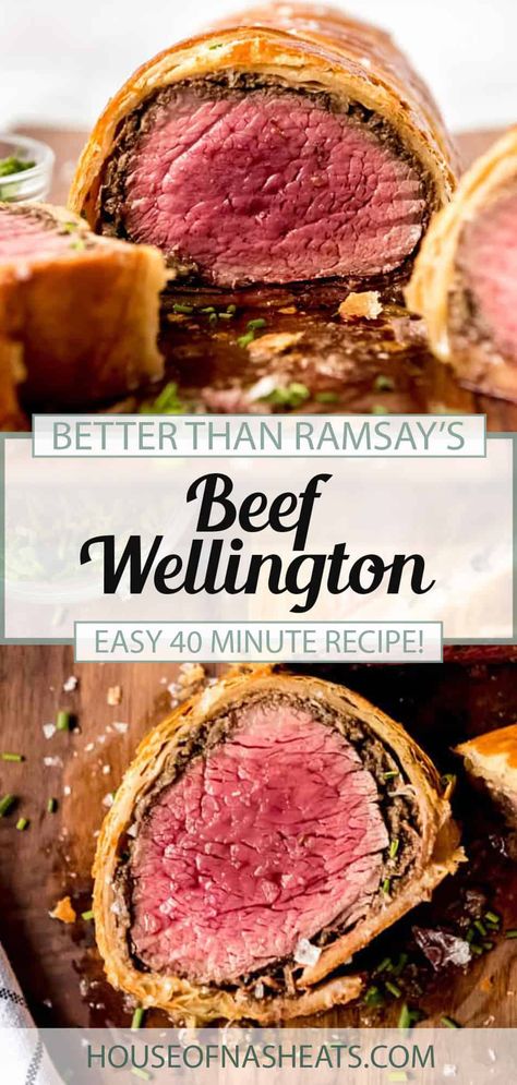 Whether it's a special anniversary meal or you are just serving Sunday dinner to you family or guests, Beef Wellington is always the much-anticipated star of the table! My easy Beef Wellington recipe is so simple to make and ready in about an hour. It's perfect for holidays like Christmas and Easter, as well as weekend family dinners! #beef #tenderloin #beefwellington #gordonramsay #best #dinner #holiday #Christmas #Easter #puffpastry #duxelles #mushrooms Easy Beef Wellington Recipe, Best Beef Wellington Recipe, Easy Beef Wellington, Wellington Recipe, Beef Wellington Recipe, Beef Wellington, Beef Recipes Easy, Master Chef, Beef Dinner