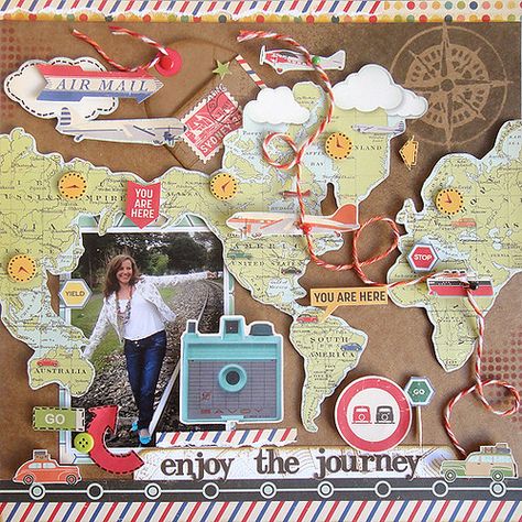 Scrapbooking Layouts Travel, Travel Photo Album, Travel Scrapbook Pages, Travel Journal Scrapbook, Travel Album, Vacation Scrapbook, Scrapbook Titles, Photo Album Scrapbooking, Scrapbook Page Layouts