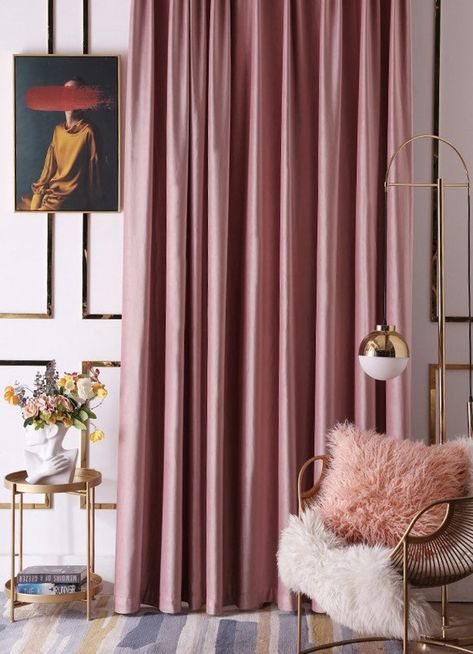 Dusty Rose Luxury Velvet Curtains / Custom Made Curtain Panels | Etsy Dusty Rose Curtains, Dusty Pink Curtains, Rose Gold Curtains, Pink Velvet Curtains, Custom Curtain Rods, Rose Curtains, Curtains Pictures, Green Luxury, Gold Curtains