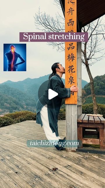 64K views · 8K likes | Taichi Zidong on Instagram: "https://taichizidong.com
Specific exercise improve symptoms, daily full-body exercises remove root causes.

240257-Spinal stretching 
1. Improves spinal flexibility and straighten your back.
2. Relieve back pain.
3. Improve internal blood circulation.
6-9 times one set, 3-4 sets every morning.

This is an important Tai Chi basic skill for improving spinal flexibility.

The power of Tai Chi comes from the hip joints and spine. A stiff spine cannot transmit force effectively, so the spine must be trained to be flexible and elastic.

The spine is also very important for physical health. If the spine is stiff, it will not only cause back pain, but also affect the function of internal organs and cause endocrine disorders. There are TCM doctors Spinal Flexibility, Straighten Your Back, Endocrine Disorders, Internal Organs, Be Flexible, Spine Health, Body Exercises, Relieve Back Pain, Pressure Points