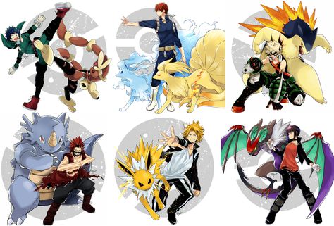 Mha Pokemon Crossover, Mha Pokemon Au, Midoriya X Bakugou, Mha Todoroki, Pokemon Crossover, Pokemon Game Characters, Pokemon Backgrounds, Pokemon Comics, Pokemon Memes