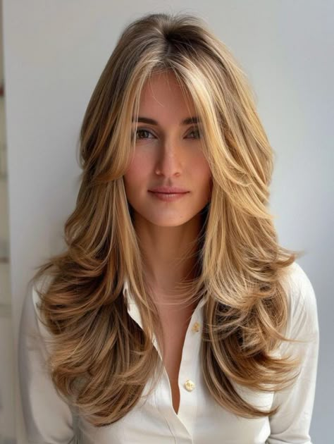 Long Hair Glamour Styles, Hair Layered, Blonde Hair Transformations, Hairstyles For Layered Hair, Strawberry Blonde Hair, Shag Hairstyles, Hair Affair, Long Layered Hair, Haircuts For Long Hair