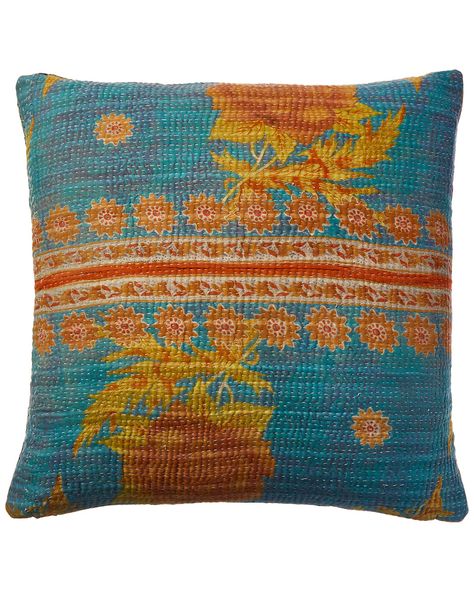 Melange Toe Overdye Kantha P Cover / Gilt Kantha Pillow Covers, Dec Pillows, Wash Pillows, Vintage Repurposed, Queen Size Bed Frames, Metal Platform Bed, Cover Style, Upholstered Storage, Classic Metal