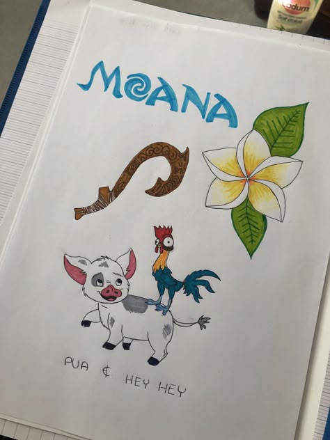 Disney Drawings Moana, Moana Sketches, Moana Drawing, Moana Theme, Easy Disney Drawings, Doodle Books, Disney Art Drawings, Art Basics, Doodle Art Drawing