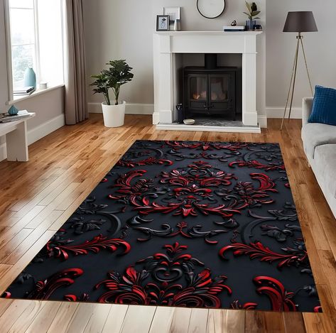 Gothic Interior Design Modern, Gothic Interior Design, Gothic Farmhouse, Gothic Rug, Gothic Interior, Cool Rug, Gothic Pattern, Dream Life House, Art Rug