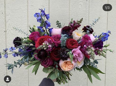 Jewel Tone Bouquet, Jewel Tone Wedding Theme, Jewel Tone Wedding Flowers, Halloween Bouquet, Gala Decor, Gala Decorations, Disco Vibes, Colorful Wedding Bouquet, Wedding Color Pallet