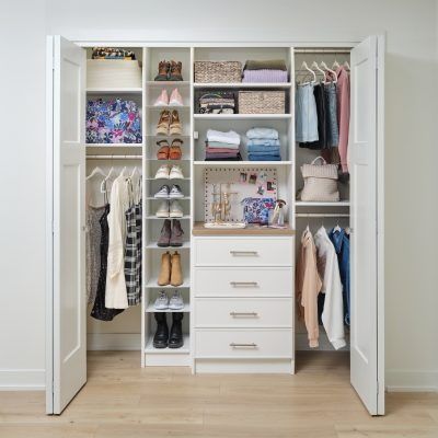 Custom Reach-In Closet Organizers | Inspired Closets Custom Closet Organization, White Closet, Reach In Closet, Beautiful Closets, California Closets, Closet Organizing Systems, Closet Remodel, Kid Closet, Design Consultation