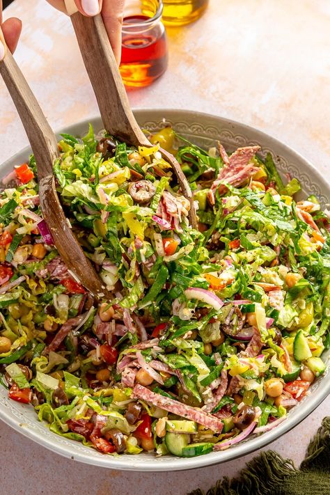 Italian Chopped Salad - Fed & Fit Chopped Salad Dressing, Italian Vinaigrette, Balsamic Steak, Pork Casserole, Chopped Salad Recipes, Italian Chopped Salad, Healthy Italian, Italian Salad Dressing, Beef Salad