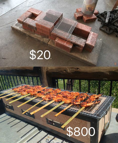 This $25 DIY Grill Outperforms $800 Grill Diy Hibachi Grill Table, Hibachi Grill Diy, Hibachi Grill In Kitchen, Blackstone Grill Hibachi, Diy Hibachi Grill, Outdoor Hibachi Grill, Hibachi Grill, Diy Grill, Grilling Recipes