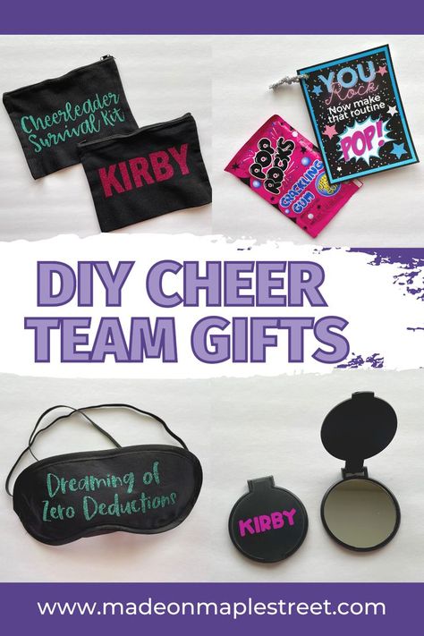 Diy Cheer Gifts, Cheer Gifts Diy, Cute Cheer Gifts, Cheerleading Diy, Cheerleading Crafts, Cheer Competition Gifts, Inexpensive Gift Ideas, Cheer Mom Gifts, Fundraising Crafts