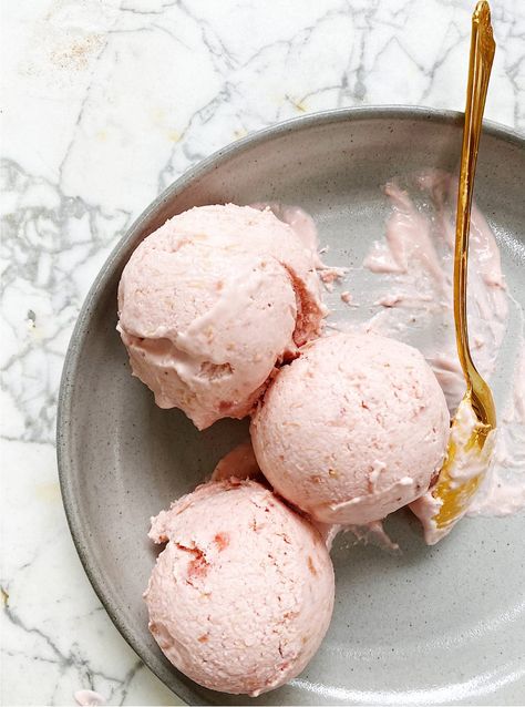 Rhubarb Ice Cream, Strawberry Gelato, Vanilla Bean Blog, Roasted Strawberry, Churn Ice Cream, Recipe Developer, Ginger Molasses Cookies, No Churn Ice Cream, Pink Foods