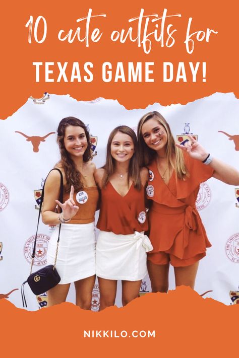 Ut Austin Football Game Outfit, Texas Gameday Outfit Longhorns, Texas Football Game Outfit, University Of Texas Game Day Outfit, Texas Game Day Outfit, Longhorn Gameday Outfit, Texas Longhorns Outfits, Texas Dress, College Football Game Outfit