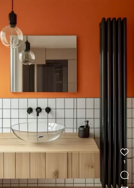 Orange Bathrooms Designs, Pink Toilet, Orange Bathroom, Orange Bathrooms, Bathroom Design, Bathrooms, Orange, Pink, Design