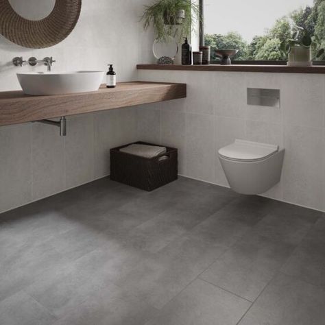 ClickLux Pinnacle Concrete Grey SPC Flooring | Verona Group | Verona Group Grey Lvt Flooring, Luxury Vinyl Tile Bathroom, Weathered Concrete, Grey Bathroom Floor, Grey Vinyl Flooring, Vinyl Flooring Bathroom, Grey Bathroom Tiles, Bathroom Vinyl, Lvt Flooring