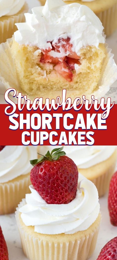 Fruit Cupcake, Strawberry Shortcake Cupcakes, Cupcakes Fruit, Shortcake Cupcakes, Cupcakes Strawberry, Strawberry Shortcake Cupcake, Strawberry Shortcake Recipe, Cupcakes Birthday, Vanilla Cupcake Recipe