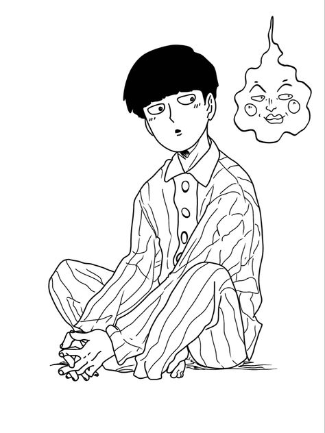 Shigeo Kageyama in his Pajamas with Dimple Dimples Drawing, Dimple Mp100, Shigeo Kageyama, Mob Physco 100, Anime Drawings, Pajamas, The 100, Drawings, Anime