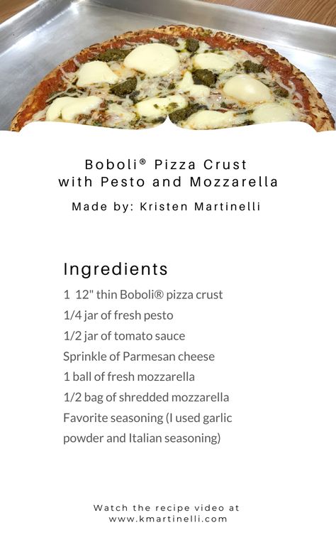 Pesto Flatbread Recipes, Boboli Pizza Crust, Boboli Pizza, Mozzarella Recipes, Baked Cheese, Flatbread Recipes, Homemade Pesto, Frozen Pizza, Mini Pizza